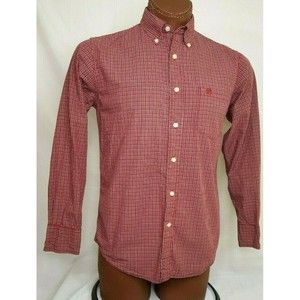 Timberland Mens Sz Small Long Sleeve Button Up Button Down Shirt Red White Plaid